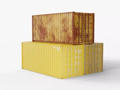20Ft Cargo Containers - Yellow 3D Model Pack