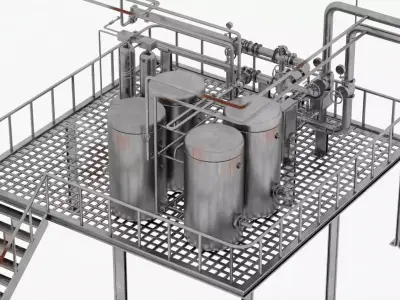 Factory Industrial Kitbash Low-poly 3D model