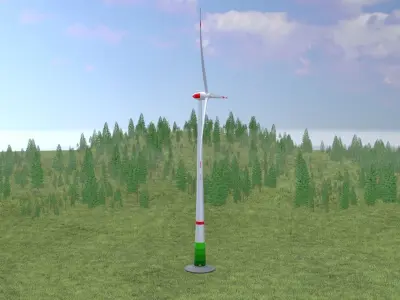 Wind-turbine with foundation E82 H-162 RD 162 m 3D model