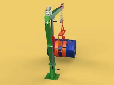 HAND WINCH CRANE HOIST DRUM BARREL LIFTER LIFTING CLAMP GRAB JIB 3D model