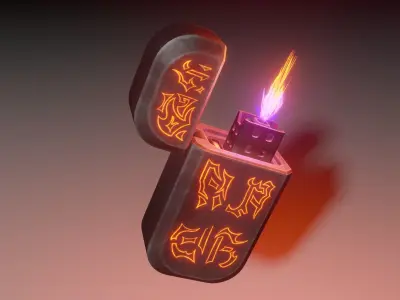 Lighter with pentagram Low-poly 3D model