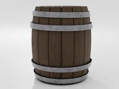 Wooden barrel 03 3D model