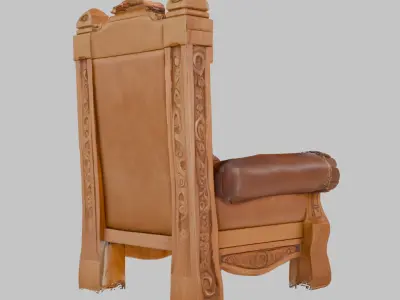 Wooden Viking Throne Low-poly 3D model