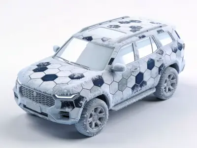 Realistic Sci-Fi Arctic Hex-Camo SUV 3d Low-poly 3D model