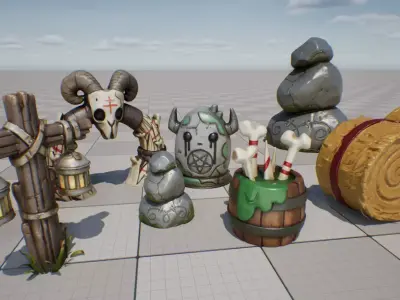 A set of dark fantasy game scene props Core Objects  3D model