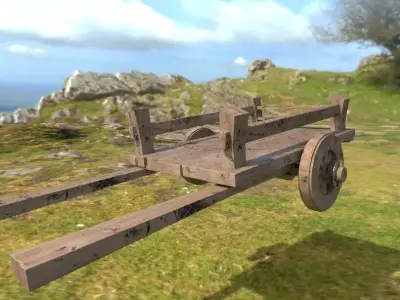 3D Cart wooden wagon Low-poly 3D model