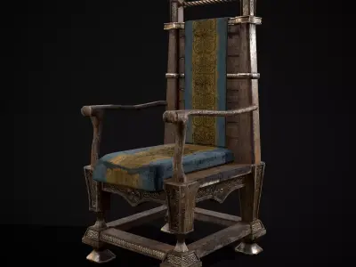 Regal Hardwood Chair Low-poly 3D model