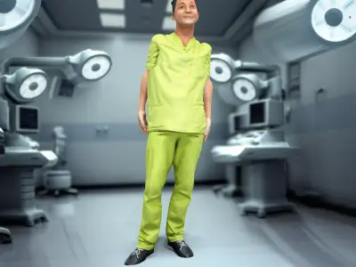 Green Scrub Outfit model pack Low-poly 3D model