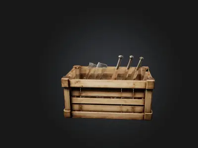 Realistic Wooden Crate Low-poly 3D model