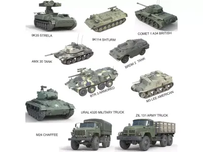 10 Military Vehicles Collection v14 Low-poly 3D model