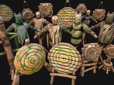 Medieval Training Camp Furniture Pack Shooting Range Target  Low-poly 3D model