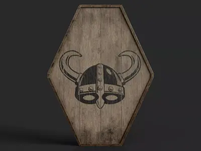 Slavic diamond-shaped shield painted helmet symbol Low-poly 3D model