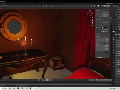 Ship interior with portholes 3D model