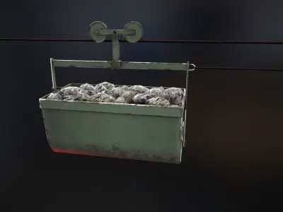 Mine historic ropeway conveyor - mine wagon Low-poly 3D model