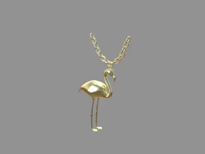 flamingo locket golden 3D model