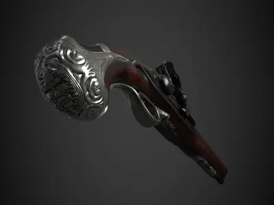 George Washington Flintlock Pistol Low-poly 3D model