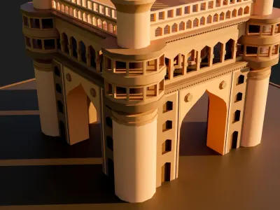 Low-Poly Charminar 3D model temple in hyderabad Low-poly 3D model