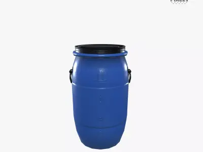 Plastic Barrel Low-poly 3D model 2