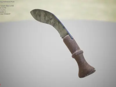 Knife with wooden handle Low-poly 3D model purchase