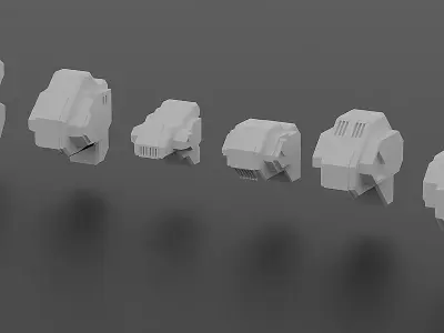 45 Hard Surface Piece Mech Add on Kitbash Set Low-poly 3D model