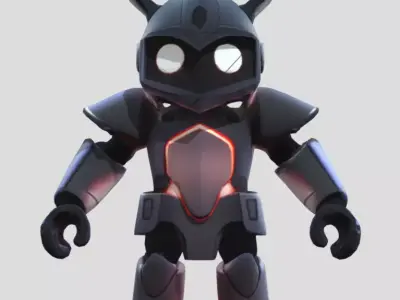 Dark Cyber Knight - Futuristic Armored Combat Robot 3D model