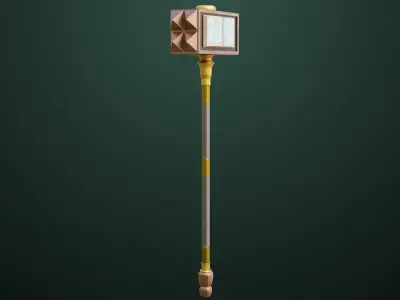Battle Hammer 09 All PBR Textures Included Low-poly 3D model