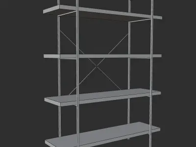 Industrial Bookcase Open Etagere Book Shelf 4 Shelves 3D model