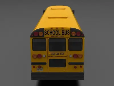 B-Series B-800 School Bus 1985 Low-poly 3D model