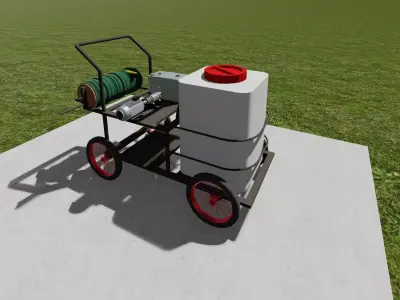Mobile Water Sprayer Cart with Pump and 60L Tank 3D Model 3D model