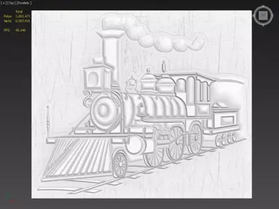 Steam locomotive Suitable for embossing Hot Foil Technique 3D model