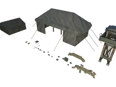 Military Props Pack Low-poly 3D model