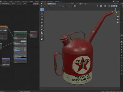 Old TEXACO Motor Oil Barrel and Canister Low-poly 3D model