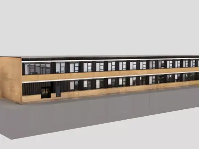 Realistic European City Block Building 17 Low-poly 3D model