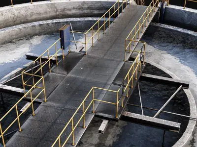 Waste Water Oil  Treatment  Plant Low-poly 3D model