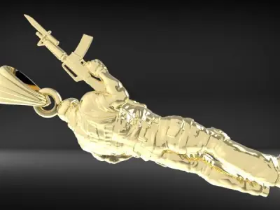 Army Soldier with Gun 3D Pendant 3D print model