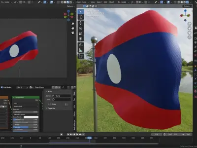 Animated Laos Flags 3D model