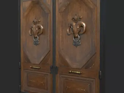 European and American retro luxury wooden doors 3D model