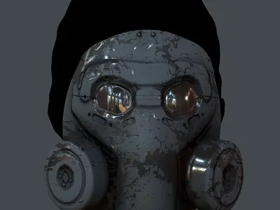 Gas mask helmet 3d model scifi  Low-poly 3D model