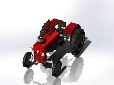 Rural Shiny Metal Tractor 3D Project Free 3D model