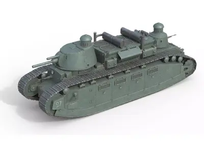 Char 2C Heavy Tank Low-poly 3D model