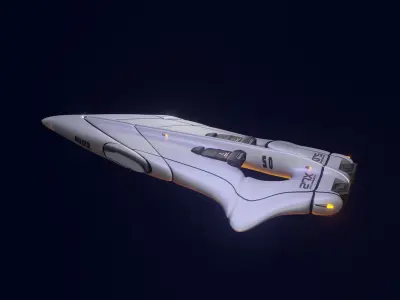 High tech sci-fi spaceship Low-poly 3D model