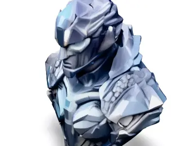 Scifi Armored Cyborg Bust Low-poly 3D model