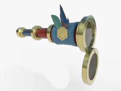 Cartoon Stylized Telescope 3D Model Low-poly 3D model