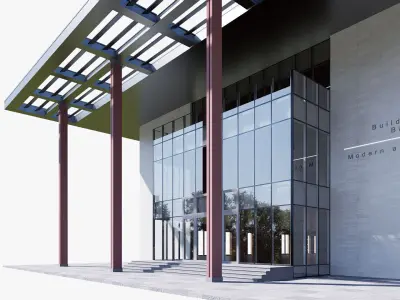 Modern realistic 3d building Low-poly 3D model