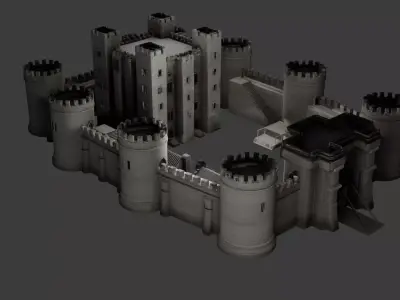 Royal Medieval Fortress Castle 3D Model Low-poly 3D model