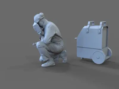 Welder A person kneeling 3D print model