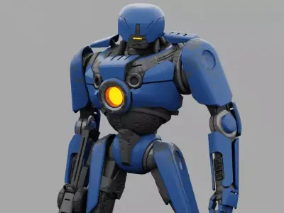 Cyborg cop rigged character Free low-poly 3D model purchase