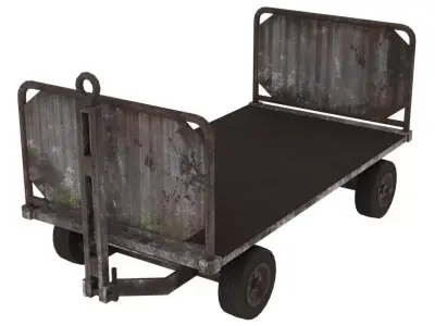 Baggage Cart 1 Rusty Lowpoly Low-poly 3D model