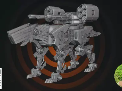 Sci-Fi Military Combat Mech Dog 3D model
