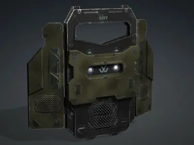 Sci-fi Ballistic Shield Low-poly 3D model